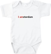 Rompertjes baby met tekst - I amsterdam - Romper wit - Maat 62/68