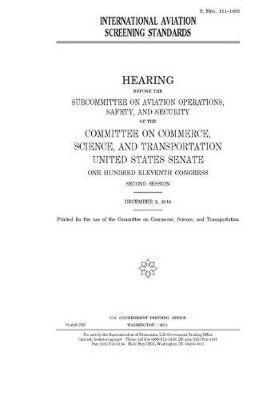 International aviation screening standards, United States Senate
