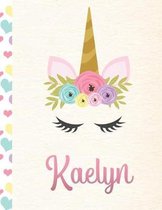 Kaelyn: Personalized Unicorn Sketchbook For Girls With Pink Name - 8.5x11 110 Pages. Doodle, Sketch, Create!