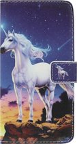 ADEL Kunstleren Book Case Portemonnee Pasjes Hoesje voor iPhone 6/ 6S - Paard Eenhoorn Wit