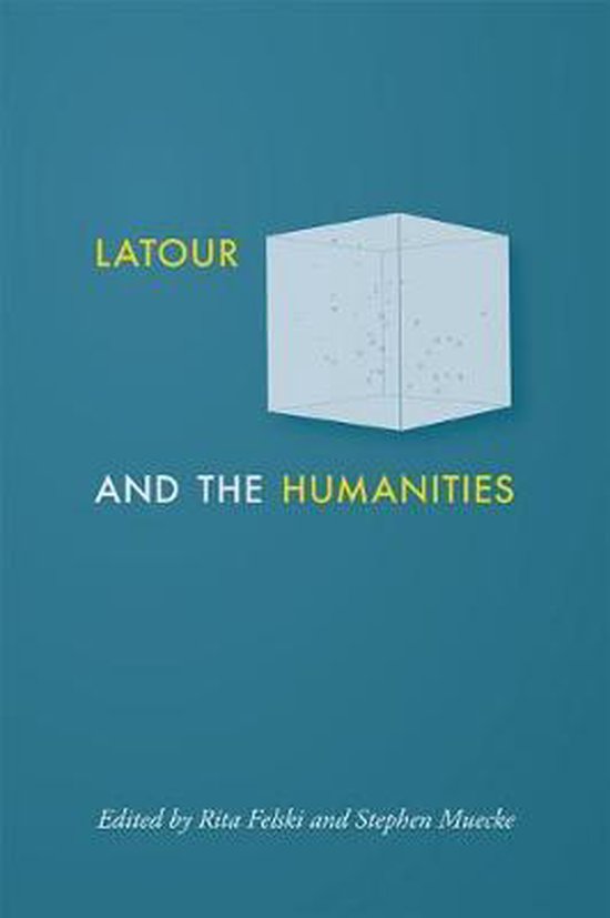 Boek 'Latour and the Humanities', rood met een kubus-illustratie.