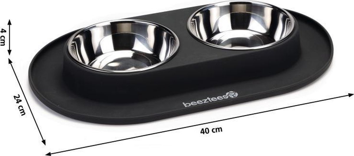 Beeztees Silliconen Dinerset Voor Honden - Antraciet - 40 x 24 cm