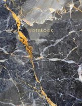 Notebook: Black and Quartz Marble with Gold Detail - Marble & Gold Notebook - 150 College-ruled Pages - 8.5 x 11 - A4 Size