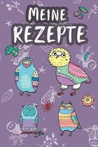 Meine Rezepte: Kochbuch zum selbst Gestalten f�r 100 eigene Kochrezepte & Rezeptideen - Motiv: Florale Eulen - Rezeptbuch zum selber