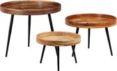 Bijzettafel set 3 stuks  (Incl LW Led Klok)- coffee table - accent tafel– Wandtafel- salontafel