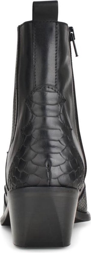 PS Poelman Leren Chelsea Enkellaarzen met Western Snake Print Details Tartor Zwart Dames Maat 42 PS Poelman Leren Chelsea Enkellaarzen met Western Snake Print Details Tartor Zwart Dames Maat 42
