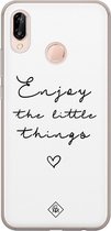 Huawei P20 Lite hoesje siliconen - Enjoy life | Huawei P20 Lite (2018) case | zwart | TPU backcover transparant