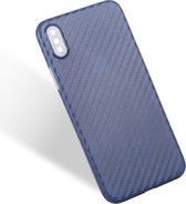 Slim Carbon Bescherm-Hoes Skin voor iPhone X - XS Blauw