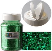 Glitter pot groen 1 mm 400 gram met strooideksel