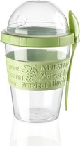 Titiz take & go yoghurt beker met lepel 600 ml - muesli beker lunchpot - groen