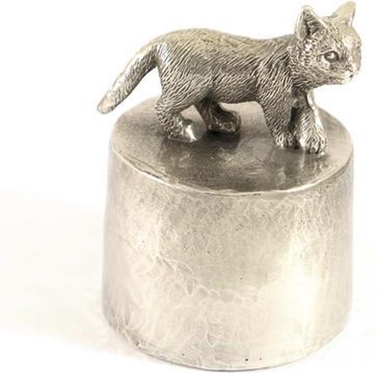 Boîte en argent debout de chat 2 - Urne d'animal de statue de chat pour votre chat bien-aimé
