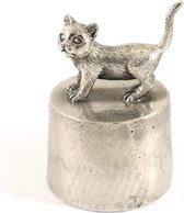 Poes 3 staande Zilvertin - Katten Asbeeld Dieren Urn Voor Uw Geliefde Poes Kat