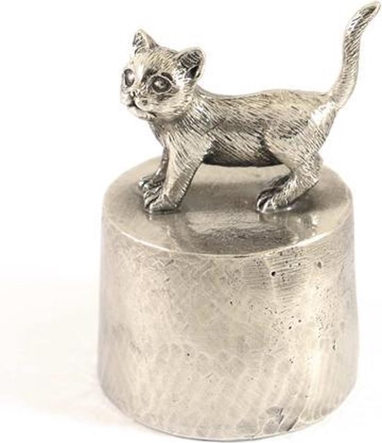 Cat 3 permanent Silver Tin - Urne animale de statue de chat pour votre chat bien-aimé
