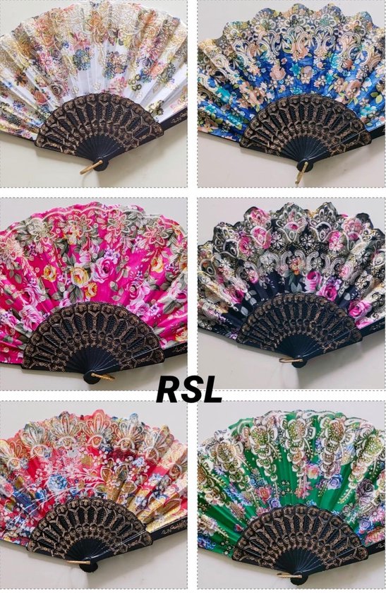 Spaanse handwaaiers 6 stuks multikleuren
