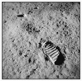 Astronaut footprint (voetafdruk op maanoppervlak) - Foto op Akoestisch paneel - 100 x 100 cm