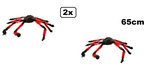 2x Harige spin zwart/rood 65cm -  dieren scary  Halloween  scary  horror thema feest festival