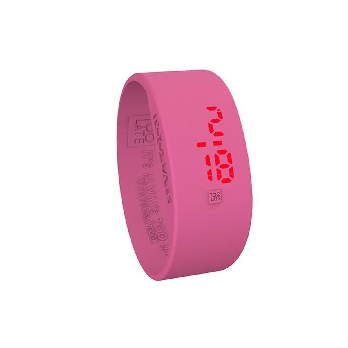 TOO LATE - siliconen horloge - LED WATCH BIG BROTHER - breed 24 mm - Fuchsia L