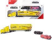 Auto transporter met 2 auto's - Constructie vrachtwagen 1:58 - DIE-CAST TRUCK SERIES - model auto's