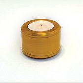 Halo mini-urn/ waxinelichthouder voor kaars en symbolische hoeveelheid as - 4,2 cm hoog - Gold Satin
