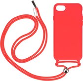 iPhone 8 Backcase silicone met koord rood