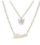 Ketting blessed + vlinder | goud gekleurd