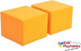 Poef kinderen oranje set van 2 - kinderpoefje - kinderstoel - zitzak - kinderzetel - poef vierkant -poef lederlook - kinderkamer