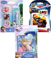 Disney Frozen & Cars - MEGA VOORDEEL SET - Puzzel Gummetjes School etui accesoires Anna & Elsa
