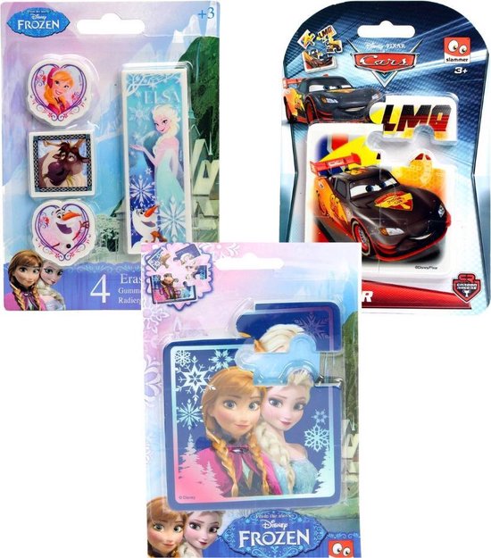 Disney Frozen & Cars MEGA VOORDEEL SET Puzzel Gummetjes School etui