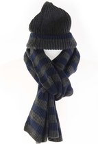 Mooie sjaal & muts set - Blauw grijze sjaal en muts - TRESANTI sjaal en muts - Warme sjaal en muts