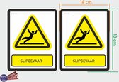 ISO7010 W011 slipgevaar Waarschuwing M set 2 stickers 14x18 cm