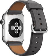 Geschikt voor Apple Watch bandje 42 / 44 / 45 mm - Series 1 2 3 4 5 6 7 SE - Smartwatch iWatch horloge band - 42mm 44mm 45mm - Fungus - PU Leer - Grijs - Vouw