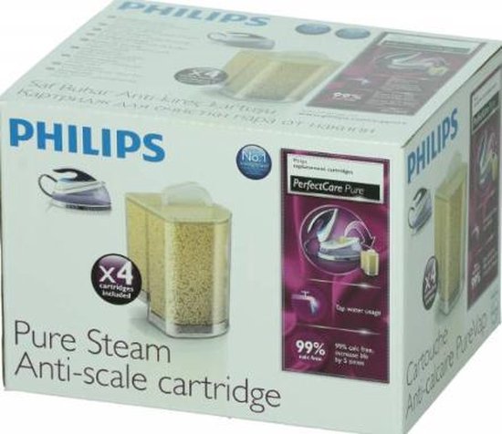 Philips antikalk cassette 4 stuks PerfectCare Pure strijkijzer anti kalk  cartridge... | bol.com