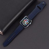 Geschikt voor Apple Watch bandje 42 / 44 / 45 mm - Series 1 2 3 4 5 6 7 SE - Smartwatch iWatch horloge band - 42mm 44mm 45mm - Fungus - PU Leer - Donkerblauw - Druksluiting