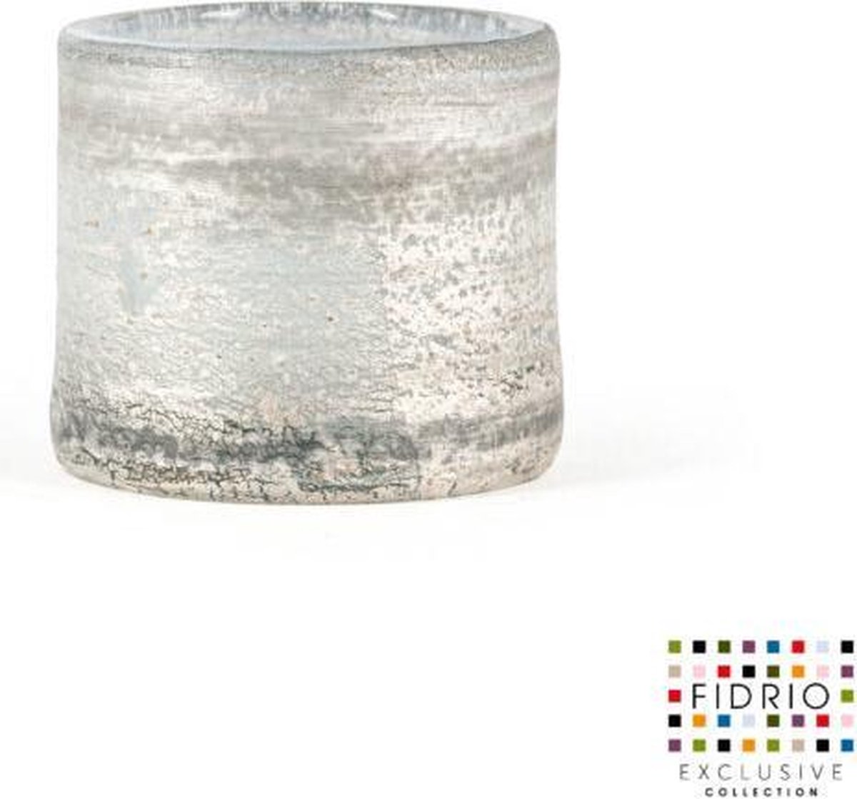 Fidrio Design vaas Cilinder WHITE ICE glas mondgeblazen bloemenvaas diameter 8 5 cm hoogte 8 5 cm