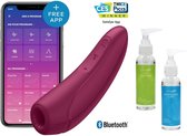 Satisfyer Curvy 1+Met app en Bluetooth – Luchtdruk vibrator met Vibratie – Rood incl Pleasure Glide Glijmiddel & Toy Cleaner