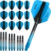 Afbeelding van het spelletje Dragon Darts – Harrows - Combi kit – Retina-X – 3 sets darts shafts – 4 sets darts flights - Aqua