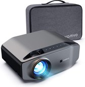Vamvo® Mini beamer, 6000 lux, 1920 x 1080p | Multimedia projector LED 50.000 uur levensduur | Voor onderweg of thuisbioscoop | Compatibel met HDMI/USB, VGA, AV en Micro-SD | Ingebouwde speake