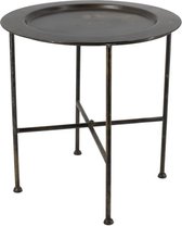 Industriële bijzettafel - Bijzettafel - Industrieel - Bijzettafeltje - Coffeetable - Platenhouder - Sfeer - Metaal - Zwart - 48 cm hoog