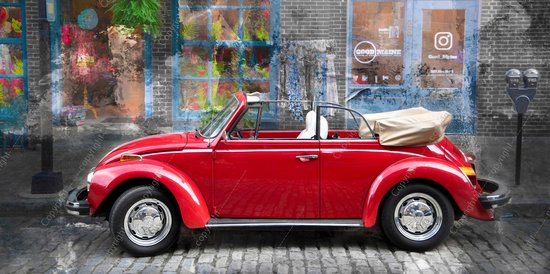 JJ-Art | Voiture classique VW Coccinelle décapotable en rouge avec des  magasins de... | bol