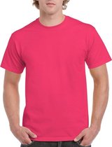Set van 2x stuks roze katoenen t-shirts voor heren 100% katoen - zware 200 grams kwaliteit - Basic shirts, maat: 2XL (44/56)