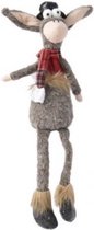 Kerst Pluche ezel met sjaal en hoed en hangbenen