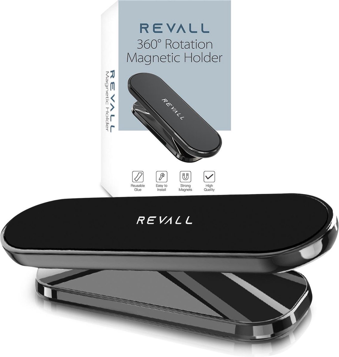 REVALL Magneet Telefoonhouder Auto - Universeel - Magnetisch - Sterke Lijm - GSM - Space Grey