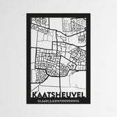 KAATSHEUVEL  KAART - Cityweb - Steden - Wanddecoratie - Muurdecoratie - Muur decoratie - MDF hout - Decoratie - Formaat 59.4 x 42 cm