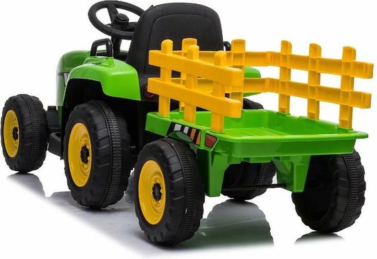 Kindervoertuig - elektrische tractor met aanhanger - 12V accu, 2 motoren  accuvoertuig... | bol.com