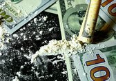? Drugs • Cocaïne Banknotes Canvas 150x100 cm • Foto print op Canvas schilderij ( Wanddecoratie woonkamer / slaapkamer / keuken / kantoor / bar / restaurant ) / Coke Canvas Schilde