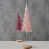 decoratieve kerstboom roze / boom roze. Hout / metaal . Set van 2. Boltze