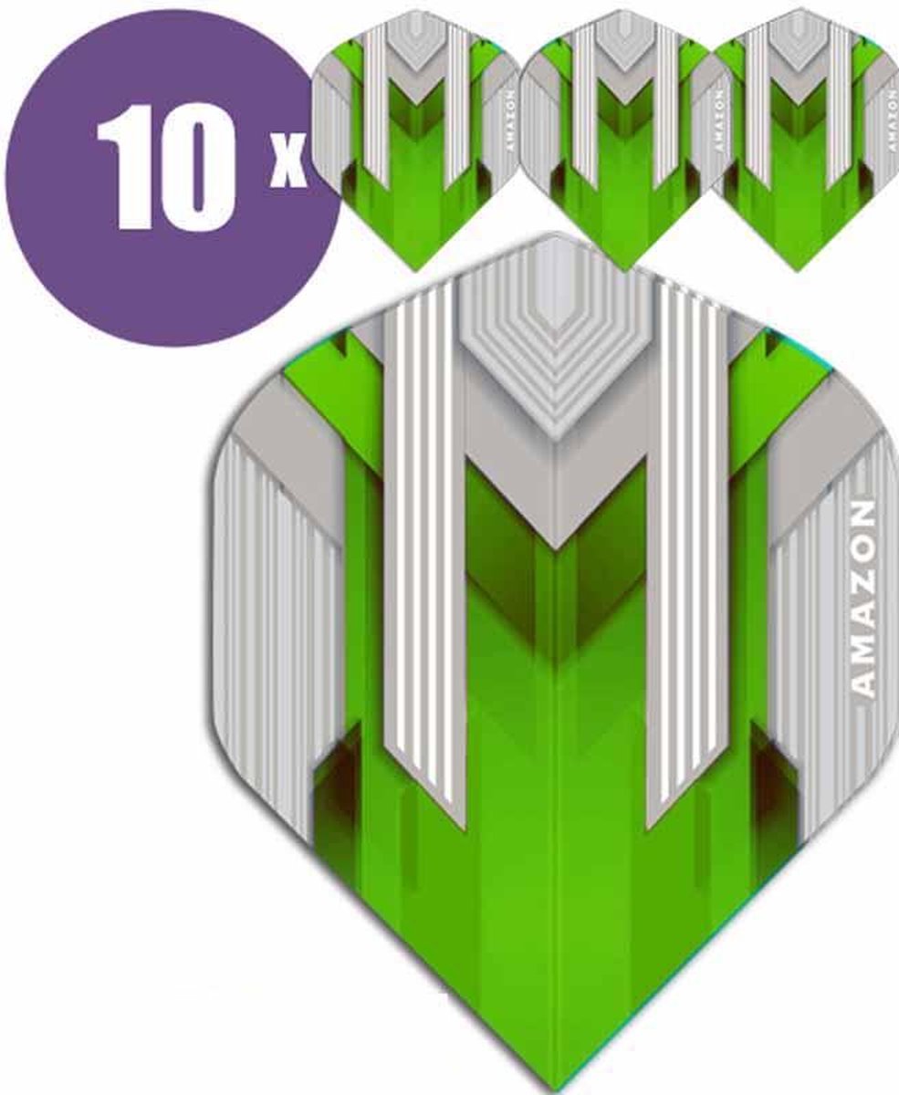 ABC Darts - Dart Flights - Amazon silver Groen - 10 sets (30 st.)