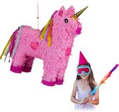 Relaxdays pinata eenhoorn roze - ophangen - voor kinderen zelf vullen - verjaardag unicorn
