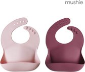 Mushie siliconen slab | Blush + dusty rose | bibs | met opvangbakje | slabbetje