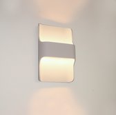 Wandlamp Dallas Wit - hoogte 24cm - LED 2x8W 2700K 2x720lm - IP54 - Dimbaar > wandlamp binnen wit | wandlamp buiten wit | wandlamp wit | buitenlamp wit | muurlamp wit | led lamp wit | sfeer lamp wit | design lamp wit